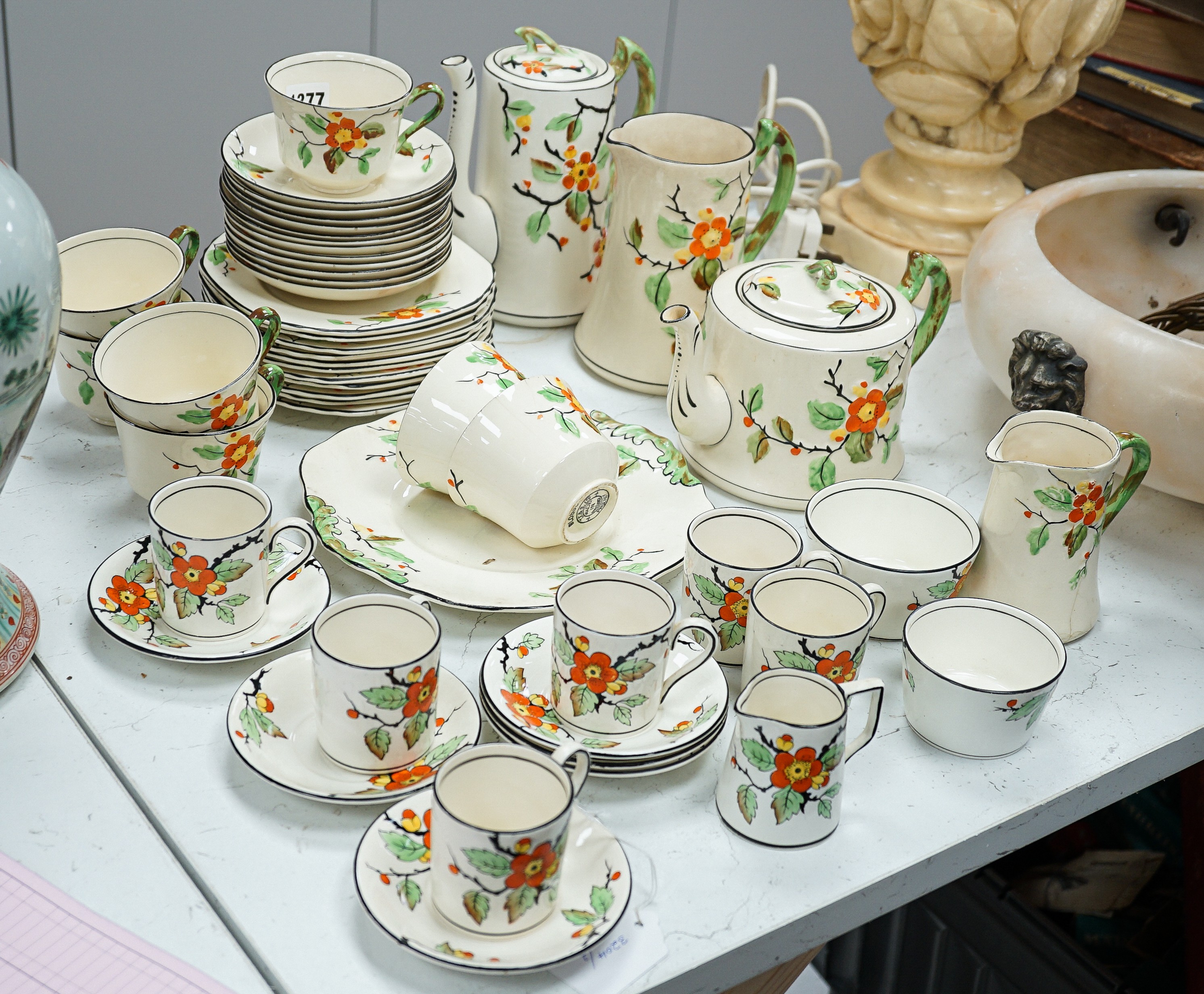 A T. F & S. Blossom pattern tea and coffee service